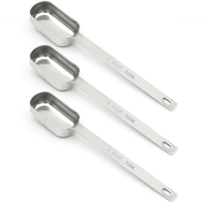 3PCS 1tbsp (3tsp, 15ml, 1/2oz) Single Measuring Spoon, Stainless Steel Long Handle Individual Teaspoons Only - size: 1tbsp|3tsp|15ml|1/16cup|1/2oz