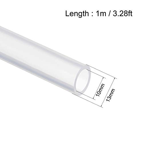 uxcell Silicone Tubing 3/8"(10mm) ID x 1/2"(13mm) OD 3.3ft(1m) Silicone Rubber Tube Air Hose Water Pipe for Pump Transfer Clear - size: 10mm x 13mm