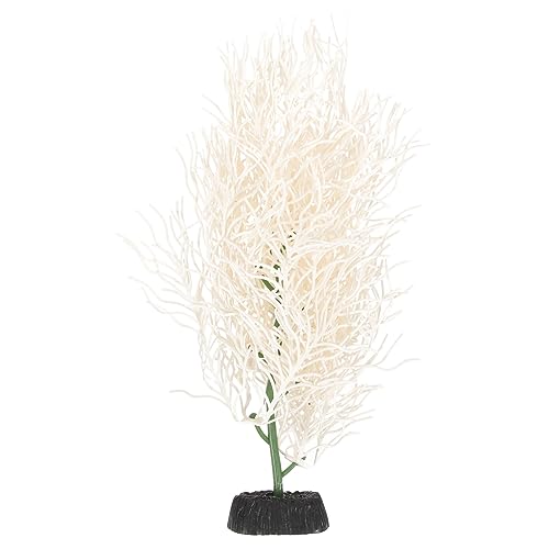 Toddmomy Artificial Hornwort Plant for Aquarium Realistic Fish Tank Decoration Non-Fading Easy Maintenance for Betta Fish Aquatic Environment - color: White