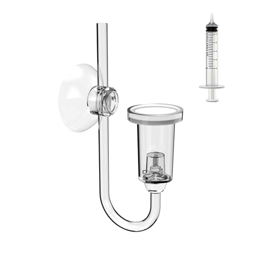 FZONE Acrylic Aquarium CO₂ Diffuser with Built-in Check Valve & Bubble Counter, Syringe & Suction Cup – Fine Bubble CO₂ Delivery for Planted Tanks (S-19mm) - size: S-19mm