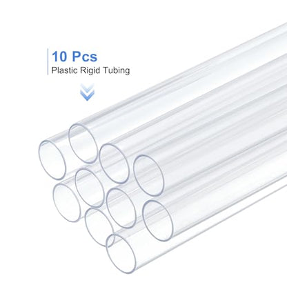 uxcell 10 Pcs Clear Plastic Rigid Tubing 11mm ID x 12mm OD, 0.5 Meters Length Round Polycarbonate Tubing for Aquarium Water Pipe, Water Cooling System, Plumbing - size: 11mm x 12mm