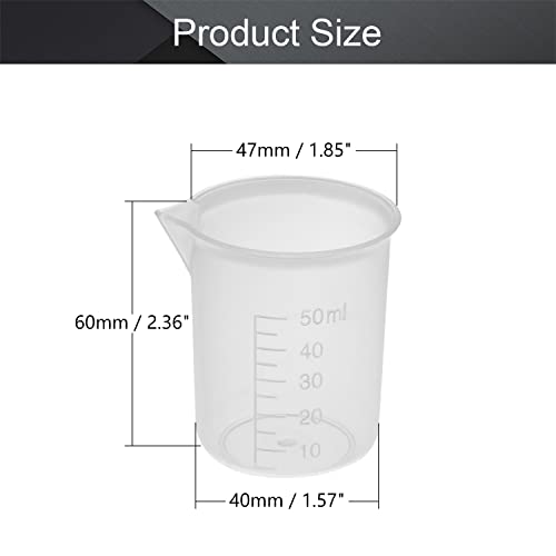 Othmro Measuring Cups 50ml PP Plastic Graduated Beaker Transparent for Lab Kitchen Liquids 6pcs - color: 50ml 6Pcs