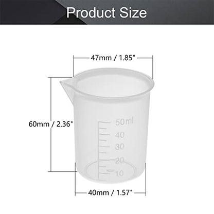 Othmro Measuring Cups 50ml PP Plastic Graduated Beaker Transparent for Lab Kitchen Liquids 6pcs - color: 50ml 6Pcs