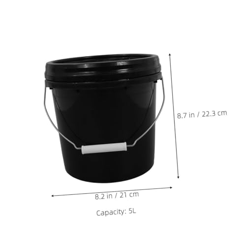 Sealed Plastic Bucket Lid Leakproof Storage Pail for Kitchen Office Laundry Milk Oil Flour Heavy Duty Design - color: Black