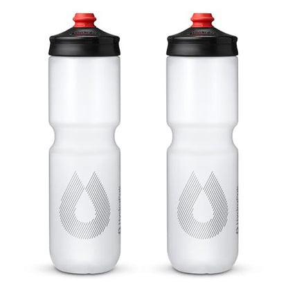 HydraPak Breakaway Surge Lightweight Bike Water Bottle 2-Pack (20oz, 25oz, 30oz) - High Flow, Cycling & Sports Squeeze Bottle - color: Clear, size: 30oz/880ml