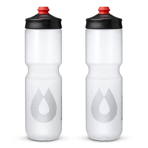 HydraPak Breakaway Surge Lightweight Bike Water Bottle 2-Pack (20oz, 25oz, 30oz) - High Flow, Cycling & Sports Squeeze Bottle - color: Clear, size: 30oz/880ml