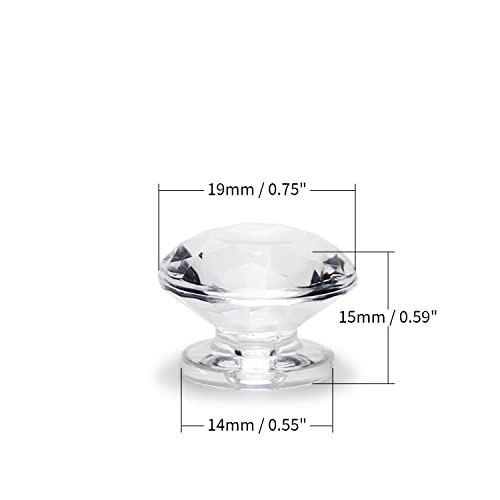 12Pcs Tiny Pull Handle, Diamond Acrylic Knob, Self-Stick Mini Knobs, 19mm Diameter Small Size Knob Clear Shiny Knob Diamond Shaped for Jewelry Box, Gift Case and Makeup Box - color: Diamond handle, size: 12 Pieces