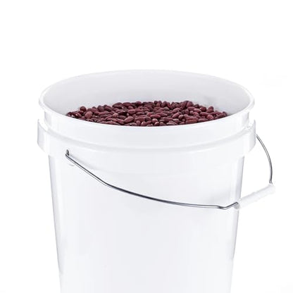 2 Pack 5 Gallon White Plastic Utility Bucket - Round Comfort Handle Multi-Purpose Bucket for Home/Garage/Garden/Cleaning