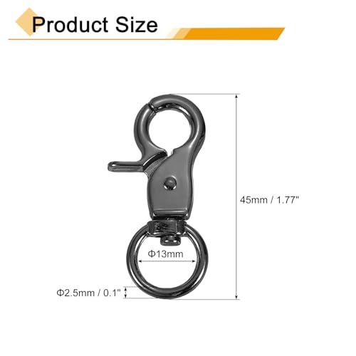 uxcell Swivel Snap Hook, Trigger Snap Heavy Duty Metal Lobster Claw Clasp Lanyard Clips for Straps Bags Belting Leathercraft - color: Gun Black, size: 20mm