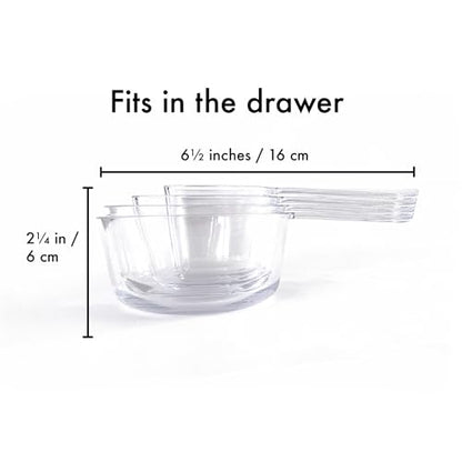 Visual Measuring Cups – Easy-Read, Fraction Shaped Measuring Cups – Clear, Shatterproof and Dishwasher Safe, Made in USA