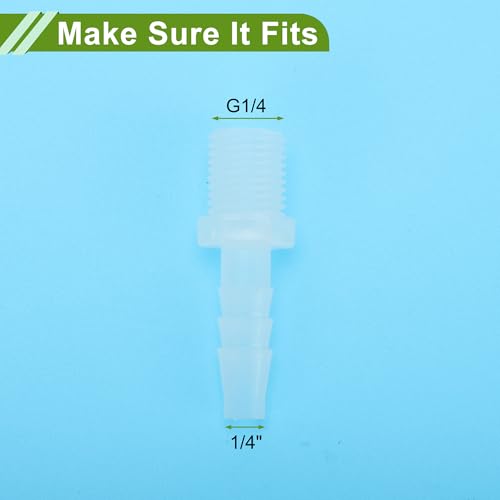 Plastic Hose Barb Fitting 1/4" Hose ID G1/4 Male Barb Hose Connector PP 5 Pcs