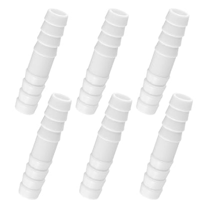6 Pcs Plastic Hose Barb Fitting, 1/2" x 1/2" Pipe Connectors White Plastic Barbed Splicer Adapter Union Fitting for Aquarium Household Adapters Fuel Gas Liquid Air