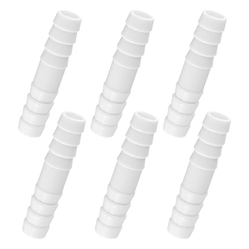 6 Pcs Plastic Hose Barb Fitting, 1/2" x 1/2" Pipe Connectors White Plastic Barbed Splicer Adapter Union Fitting for Aquarium Household Adapters Fuel Gas Liquid Air
