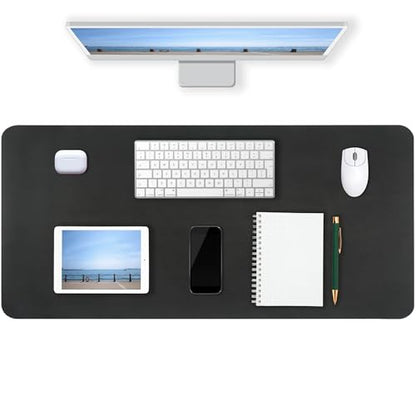 Desk Pad Mat PU Leather Non-Slip Water-Resistant Desk Matt for Desktop Large Mouse Pad for Office and Home Black 23.6" x 13.8" - size: 23.6" x 13.8"