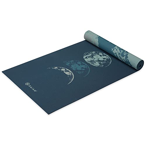 Gaiam Yoga Mat - Premium 6mm Print Reversible Extra Thick Non Slip Exercise & Fitness Mat for All Types of Yoga, Pilates & Floor Workouts (68" x 24" x 6mm Thick) - color: Lunar Wave