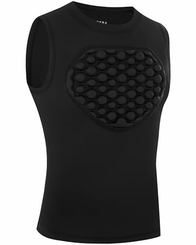 Youth Baseball Chest Protector Softball Lacrosse Football Padded Compression Shirt Heart Guard Sternum Protection - color: Black, size: Small