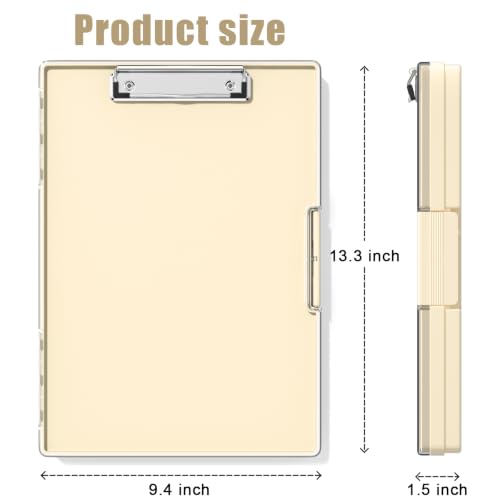 Hongri Clipboard with Storage, Beige 8.5 x 11 Clip Board, Dual Compartmen - color: Beige