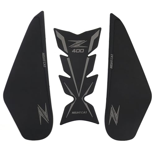 NIGHT CAT Fuel tank protection sticker,compatible with Z400,motorcycle fuel tank protection pad,both sides of the non-slip fuel tank side sticker(Z400 Black) - color: Black