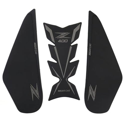 NIGHT CAT Fuel tank protection sticker,compatible with Z400,motorcycle fuel tank protection pad,both sides of the non-slip fuel tank side sticker(Z400 Black) - color: Black