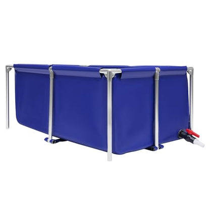 Canvas Fish Pond Foldable Fish Pond Aquarium Fish Tank Above Ground, 47.2" W x 31.4" D x 19.6" H, Portable Blue Koi Breeding Pond with Drain Valve, Small Goldfish Pool Indoor Outdoor