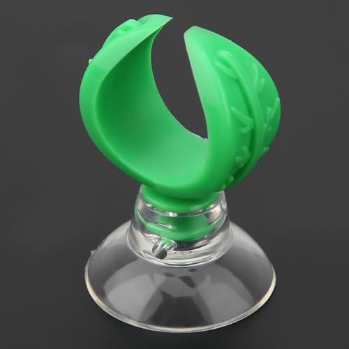 4 Pcs Green Aquarium Airline Tube Holders – Leaf Design Suction Cup Clips for 18-24mm Tubing, Adjustable Fish Tank Air Tube Clamps(S: 1.46cm)