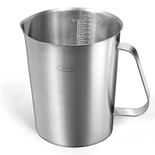 Measuring Cup, [Upgraded, 3 Measurement Scales, Including Cup Scale, ML Scale, Ounce Scale], Newness Stainless Steel Measuring Cup with Marking with Handle, 64 Ounces (2.0 Liter, 8 Cup)