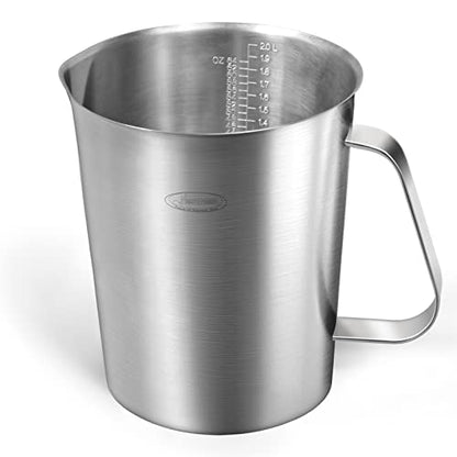 Measuring Cup, [Upgraded, 3 Measurement Scales, Including Cup Scale, ML Scale, Ounce Scale], Newness Stainless Steel Measuring Cup with Marking with Handle, 64 Ounces (2.0 Liter, 8 Cup)