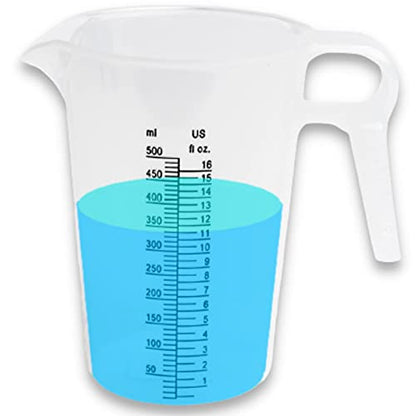 16oz (2 Cup) Measuring Pitcher, Plastic, Multipurpose - Great for Oil, Chemicals, Pool and Lawn - Ounce (oz) and Milliliter (mL) Increments (500 mL)