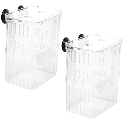 POPETPOP Fish Breeding Box - 2Pcs Plastic Aquarium Hatchery Incubator Box with Suction Cups for Fish & Shrimp