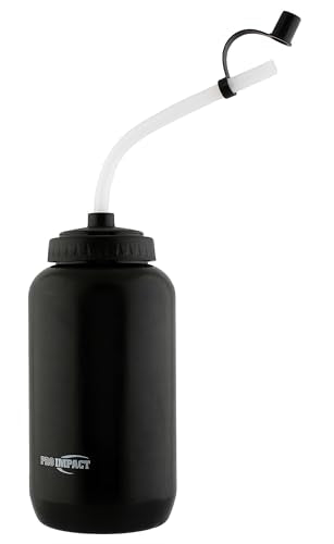 Squeezable Water Bottle Bendable Long Straw - LDPE BPA Free Plastic - Hydration for Baseball Hockey Gym MMA Yoga Boxing Cycling Softball Football Lacrosse (35.5 Oz.) - style: Black