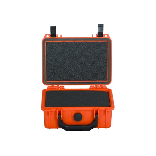 MEIJIA Portable All Weather IP67 Waterproof Protective Case, Hard Case,Camera Case With Customizable Foam,Fit Use of Drones, Cameras,Equipments, 8.12”x6.56”x 3.56” (Orange)