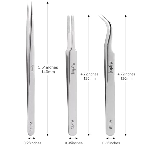 Precision Tweezer, Upgraded Professional Fine Tip curved, High-end Stainless Steel Tweezers for Craft, Electronics, Soldering, Eyelash Extensions, Laboratory Work, Jewelry-Making