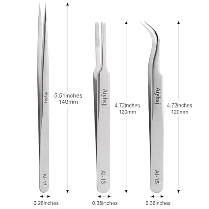 Precision Tweezer, Upgraded Professional Fine Tip curved, High-end Stainless Steel Tweezers for Craft, Electronics, Soldering, Eyelash Extensions, Laboratory Work, Jewelry-Making