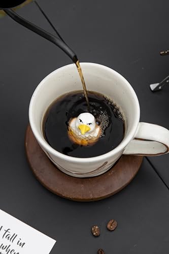 DIHOclub Eagle Coffee Cup Ceramic 3D Wild Animal Inside Mug,Cute Cartoon Handmade Figurine Mugs,Holiday and Birthday Gift for Coffee Milk Tea Lovers,12 OZ(Grey Eagle) - color: Grey Eagle