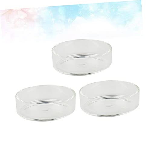 BESPORTBLE 3pcs Round Shrimp Feeder Dish Crystal Transparent Bowl for Aquarium Shrimp and Reptiles Durable Pet Food Bowl Decorative Feeding Container for Fish Tanks - size: Size 1