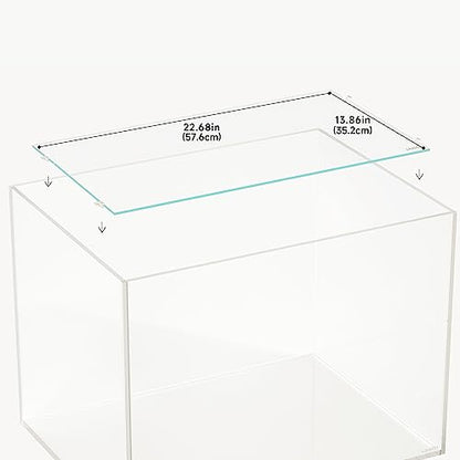 4mm Thick Clear Glass Aquarium Lid,Includes 4 Clips for Secure Placement, 576 x 352mm(22.68x13.86 inches) for 584-588 mm Inner Length Aquariums,Adapted to LANDEN SD604545,RF604540 - size: 576x352mm (1 pc)