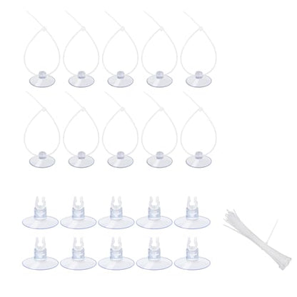 AQUANEAT 20 Pack Aquarium Suction Cups with Clips 3/16" air Hose and Adjustable Zip Ties for Aquarium Fish Tank Decoration Moss Shrimp Nest