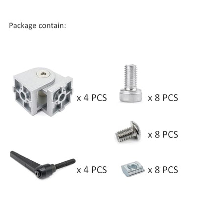 4 Sets 25 Series 10 Series Aluminum Extrusion Pivot Hinge Swivel Degree Angle Bracket with Hardware Accessories Handle for 1010 1020 2525 T Slot Extruded Aluminum Profile - style: 4 sets pivot hinge with m6