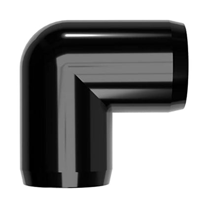 1/2" 90 Degree Elbow Furniture Grade PVC Fitting in Black, Made in USA, UV-Resistant, Impact-Proof, 0.840” Actual Socket Diameter (Pack of 10) - F012TEE-BK-10 - color: Black