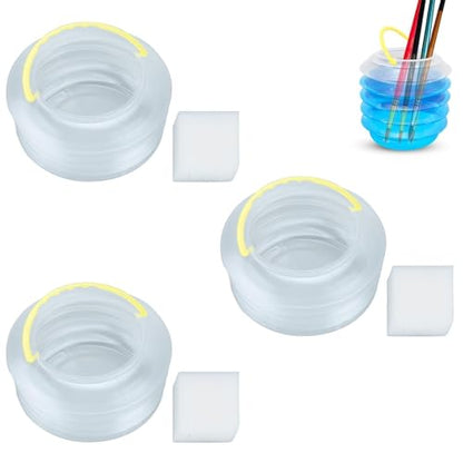 Paint Brush Washer, 3PCS Foldable Water Cup Watercolor Water Dispenser Watercolor Water Container Portable Paint Brush Holder Plastic Reusable Washing Bucket (M)