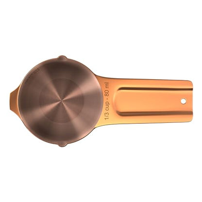 Color Up ⅓ Cup Measuring Cup (80 ml) – Premium Copper Stainless Steel, Accurate for Wet & Dry Ingredients, Embossed Markings, Easy-Pour Spouts, Dishwasher-Safe, Kitchen Essential - size: 1/3 Cup (80 ml) Copper