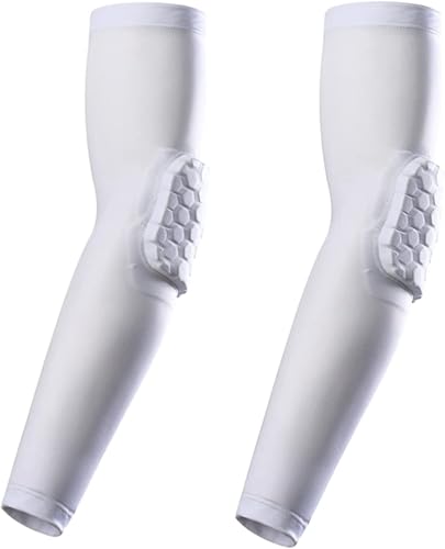 bouti1583 Elbow Pads, Basketball Shooter Sleeves, Collision Avoidance Hex Padded Elbow for Volleyball Football Baseball - color: White, size: Small