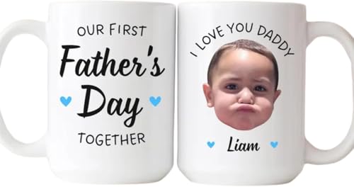 Personalized First Father’s Day Mug with Baby Face Photo Custom Gift for New Dad Unique Keepsake Coffee Cup Present from Baby to Daddy Birthday Present Memory for 1st Time Dad Family Celebration - color: 3
