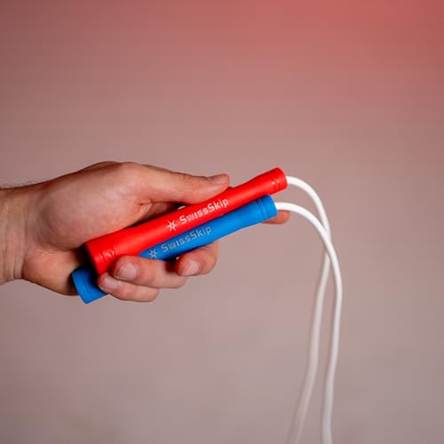 Speed Jump Rope by Dayan Kolev, 5mm PVC Skipping Rope, Great for Beginners and Advanced Athlets, Designed for Fitness, Cardio, Boxing & CrossFit, Adjustable length with Unbreakable Handles - color: White with Red and Blue Handles