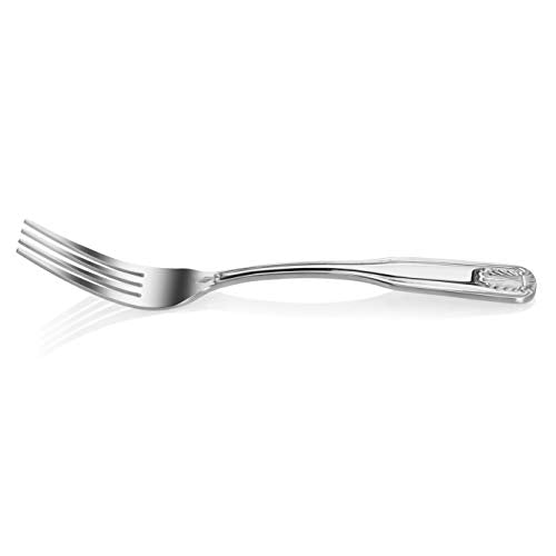 New Star Foodservice Shell Pattern 18/0 Stainless Steel Dinner Fork, 7.7-Inch, Set of 12, Commercial Grade - size: Dinner Fork (7.7-Inch)