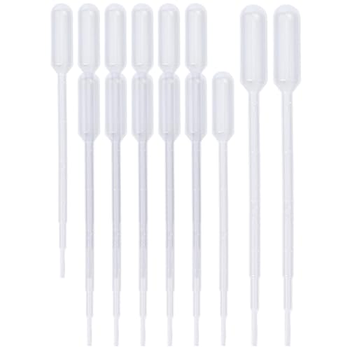 50Pcs Small Plastic Dropper Essential Oil Dropper Refillable Mini 1ML White Clear Crafts Eye Laboratory Liquid Calibrated Pipettes for Essential Oils Liquids Resin Activities Accessories - size: 5.51x0.47 inch(14x1.2cm)