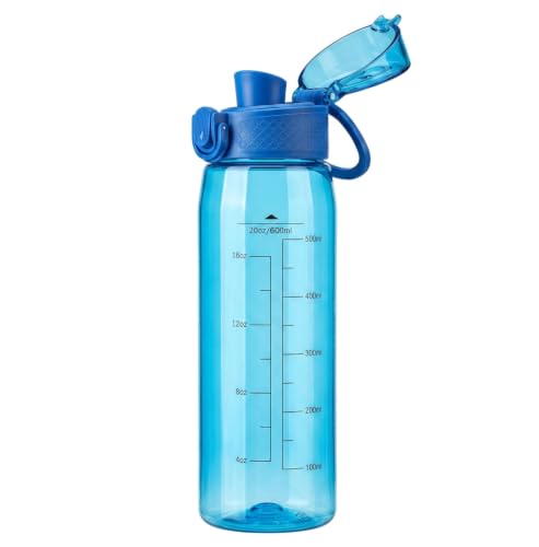 GOPPUS 20oz Kids Water Bottle with Time Marker & Handle, Tritan BPA-Free, Reusable Leakproof Anti-Dust Everyday,Clear Kids Water Bottles For School,Car Travel, Gifts Boys Girls(Blue) - color: A-Blue