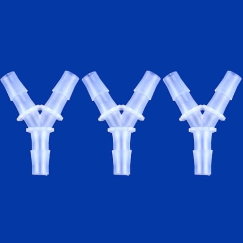 Plastic Barb Equal Y Tee 7/16" hose ID Polypropylene pipe connectors Plastic Joint Splicer Mender Adapter Union Boat Water Air Aquarium O2 Fuel (pack of 3) - size: 7/16 Inch, style: Pack of 3