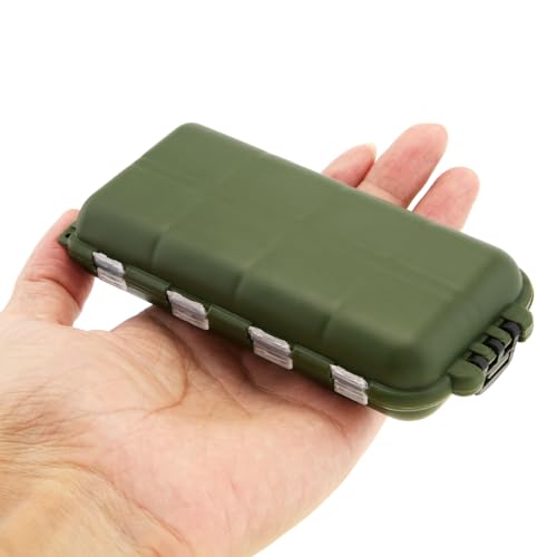 Small Fishing Box Portable Case, 16 Compartments Mini Storage Box Containers, Hooks Lure Baits Grid Box Fishing Box Fishing Accessories Box, Green
