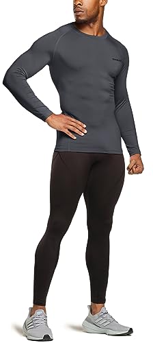 TSLA Men's Thermal Long Sleeve Compression Shirts, Athletic Base Layer Top, Winter Gear Running T-Shirt - color: 2pack Black/Charcoal, size: Small